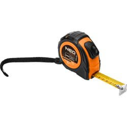 Mètre ruban en acier 5 m x 25 mm, verrouillage automatique, deux boutons d'arrêt