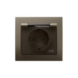 Ospel - Prise de courant 2P+T étanche IP44 type f schuko obturateurs clapet transparent marron Kier GPH-1WSP/52/d