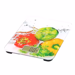 Omega OBSKW, Balance de ménage électronique, 8 kg, 1 g, Multicolore, Verre trempé, Verre