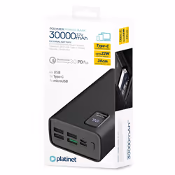 Platinet PMPB30WQC728B banque d'alimentation électrique Lithium Polymère (LiPo) 30000 mAh Noir