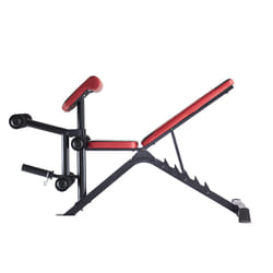 HMS Fitness LS3859 Banc de musculation ajustable Dossier réglable Siège ajustable Gym Noir, Rouge