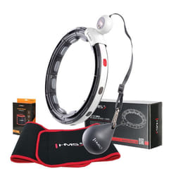 Ensemble Hula Hoop Magnétique Noir Hhm15 Avec Poids + Compteur Hms + Support De Taille Br163 Rouge