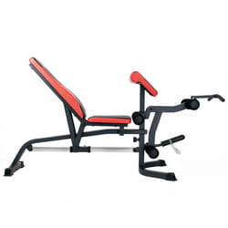 HMS Fitness LS3050 Banc de musculation ajustable Dossier réglable Siège ajustable Gym Noir, Rouge