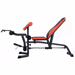 HMS Fitness LS3050 Banc de musculation ajustable Dossier réglable Siège ajustable Gym Noir, Rouge