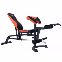 HMS Fitness LS3050 Banc de musculation ajustable Dossier réglable Siège ajustable Gym Noir, Rouge