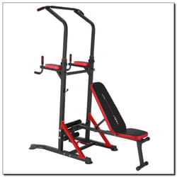 HMS Fitness PWL8324 Banc de musculation ajustable Dossier réglable Siège ajustable Gym Noir, Rouge
