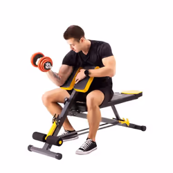 HMS Fitness LSR8311 Banc de musculation Siège ajustable Maison Noir, Jaune