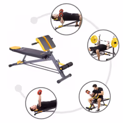 HMS Fitness LSR8311 Banc de musculation Siège ajustable Maison Noir, Jaune