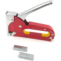 Agrafeuse Métal Pro Manuelle avec Crochet de Fermeture - 100 Agrafes de 4 à 8 mm - Couleur Argent - Outil pour Bricolage, Tissu et Décoration - Beast