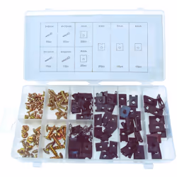 Description générale Coffret de 170 pièces comprenant des rondelles U-Clip et des vis, idéal pour monter des éléments sur des ...