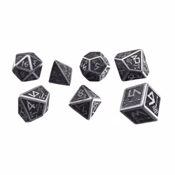 Q-workshop Metal Dwarven Dice Set (7), Adultes et enfants, unisexe, Métal, Noir, Argent, 180 g