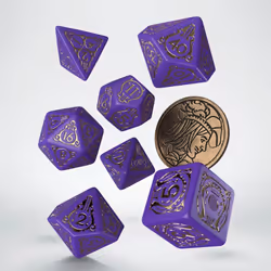 Q-workshop The Witcher Dice Set. Dandelion, Universel, Adultes et enfants, unisexe, Plastique, Or, Violet, Pologne