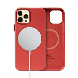Étui en cuir - Crong - Essential Cover Magnetic - iPhone 12 Pro Max - Rouge - Aimanté - Semi-rigide