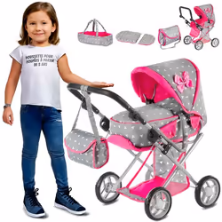 Poussette pour Poupée - Kinderplay - KP0200S - 2 en 1 - Couleurs attrayantes - Pliable