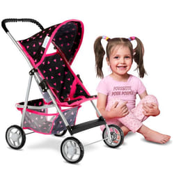 Poussette Jouet - Kinderplay - KP0280R - Noir/Rose - 56cm - Pour Fille à partir de 3 ans