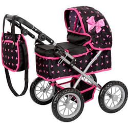 Poussette Jouet - Kinderplay - KP0261R - Réglable - Pour Poupées jusquà 41 cm - Couleur Noir/Rose