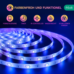 Nous 5907772033739 éclairage intelligent Eclairage intelligent par bande Wi-Fi Multicolore