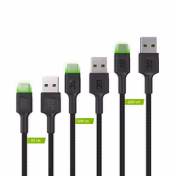 Green Cell KABGCSET01, 2 m, USB A, USB C, 480 Mbit/s, Noir