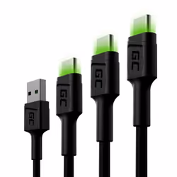 Green Cell KABGCSET01 câble USB 2 m USB A USB C Noir