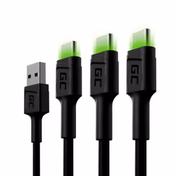 Green Cell KABGCSET02, 1,2 m, USB A, USB C, 480 Mbit/s, Noir