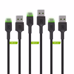 Green Cell KABGCSET03 câble USB 2 m USB A USB C Noir