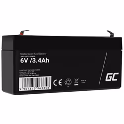 Green Cell AGM38, Sealed Lead Acid (VRLA), 6 V, 1 pièce(s), Noir, 3,4 Ah, 600 g