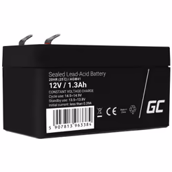 Green Cell AGM41, Sealed Lead Acid (VRLA), 12 V, 1 pièce(s), Noir, 1,3 Ah, 10 VAh
