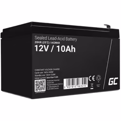 Green Cell AGM48, Sealed Lead Acid (VRLA), 12 V, 1 pièce(s), Noir, 10 Ah, 2,6 kg