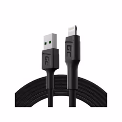 Green Cell KABGC18, 2 m, Lightning, USB A, Mâle, Mâle, Noir
