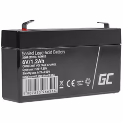 Green Cell AGM52, Sealed Lead Acid (VRLA), 6 V, 1 pièce(s), Noir, 1,2 Ah, 290 g