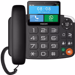 MaxCom MM42D, Smartphone, Combiné filaire, Haut-parleur, Identification de l'appelant, Noir