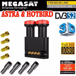 LNB Monobloc Quad - MEGASAT - Diavolo - 01dB HD - Étanche - 4 sorties Astra Hotbird