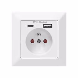 Prise simple 2P+Z avec ports USB-A et USB-C - ORNO OR-AE-13232 - Blanc