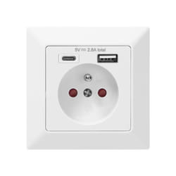 Prise simple 2P+Z avec ports USB-A et USB-C - ORNO OR-AE-13232 - Blanc