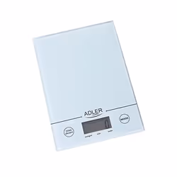 Adler AD 3138 w, Balance de ménage électronique, 5 kg, 1 g, Blanc, Verre, Comptoir