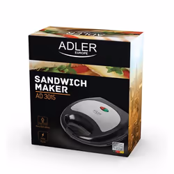 Adler AD 3015 gaufrier et appareil à croque-monsieur 750 W Noir, Argent - Vue supplémentaire 6