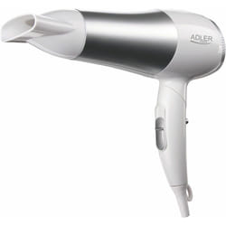 Adler - AD2225 Sèche-cheveux de Voyage Pliable 2 Niveaux de Puissance, Air Froid Buse 360° 2200W Blanc/Gris