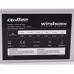 Qoltec ATX 505W WIND unité d'alimentation d'énergie 20+4 pin ATX Gris