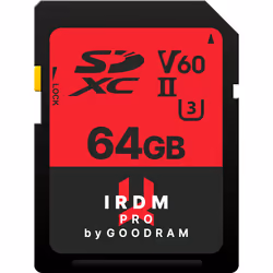 Goodram IRDM PRO, 64 Go, SDXC, UHS-II, 265 Mo/s, 120 Mo/s, Class 3 (U3)