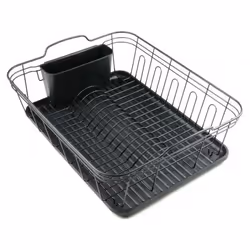 KING Hoff KH-1354, Égouttoir, Support, Autonome, Batterie de cuisine, Couverts, Vaisselle, Verres, Ustensile, Noir, Métal