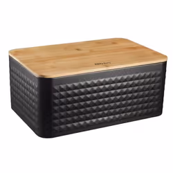 Boîte à pain - Kinghoff - KH-1713 - Acier - Planche en bambou - Design contemporain