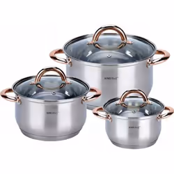 Ensemble de pots - Kinghoff - KH-1761 - Acier inoxydable - 6 pièces - Compatible lave-vaisselle