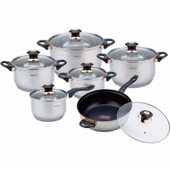 Jeu de pots - KINGHOFF - KH-1767 - Acier inoxydable - 12 éléments - Antiadhésif