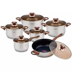 Jeu de pots - KINGHOFF - KH-1768 - Acier inoxydable - 12 éléments - Compatible induction
