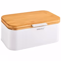 Boîte à pain - KINGHOFF - KH-1795 - Acier inoxydable - Couvercle en bambou - Design contemporain