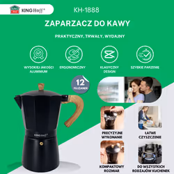 Cafetière Expresso Kinghoff, Cafetière À Pression, 600 Ml, 12 Tasses, Kh-1888 - Vue supplémentaire 2
