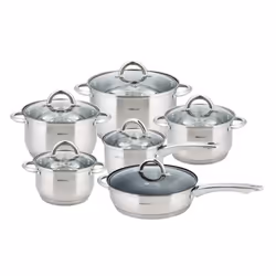 Kit de pots - KINGHOFF - KH-4450 - Acier inoxydable - 12 pièces - Couvercles en verre