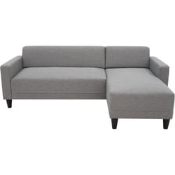 Canapé D'Angle Fixe 4 Places Bob - Tissu Souris - Réversible - L 197 X P 117 X H 65 Cm