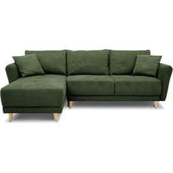 Canapé D'Angle Convertible Réversible 3-4 Places Claudius - Tissu Vert Olive - Coffre De Rangement - L 244 X P 158 X H 95 Cm
