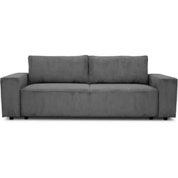 Canapé Convertible 3 Places Josh - Tissu Zoom Anthracite - Coffre De Rangement - L 197 X P 117 X H 65 Cm